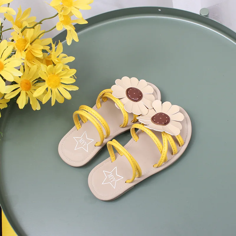Kids summer sunflower Dual-purpose sandals wholesale boutique girls shoes