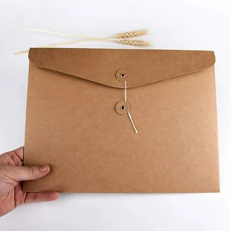 reusable kraft tie button string closure envelopes for shirts stationery. cards ,files.small things