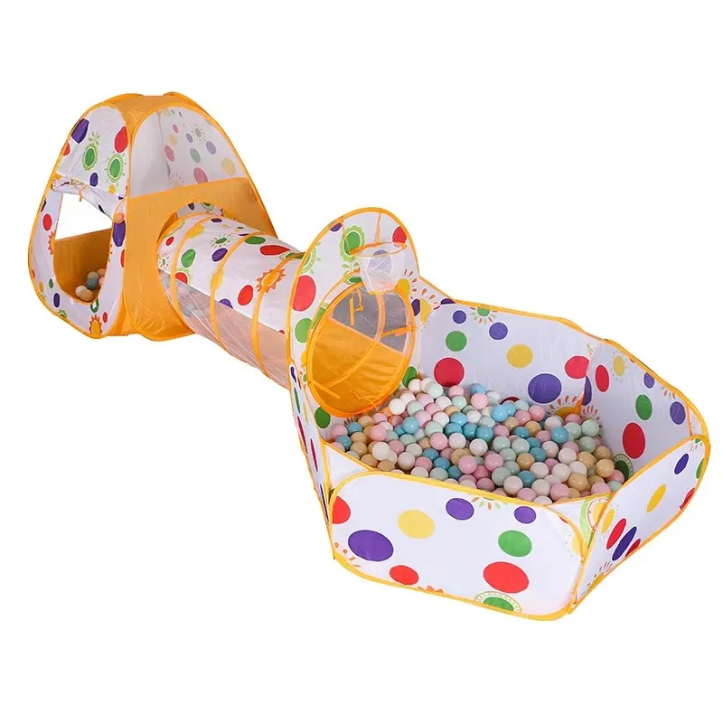 3 in 1 Child Playhouse Tent Kit with Tunnel with Ball Pool Toddlers Play Tent
