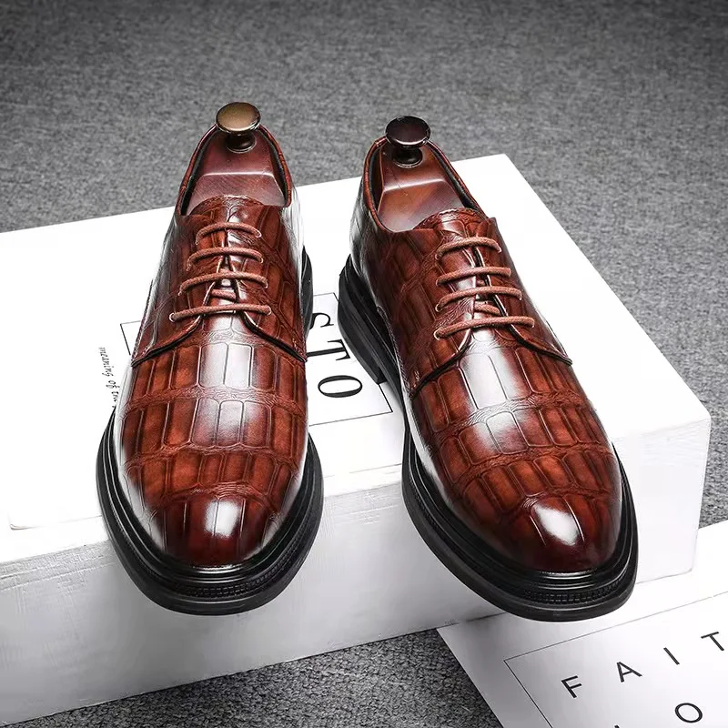 Lace Up Fashion Style Men Genuine Leather Dress Shoes Formal Occasion Oxford Shoes