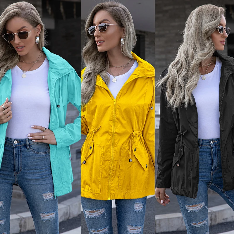 Модная повседневная женская куртка средней длины, простой цвет, в наличии