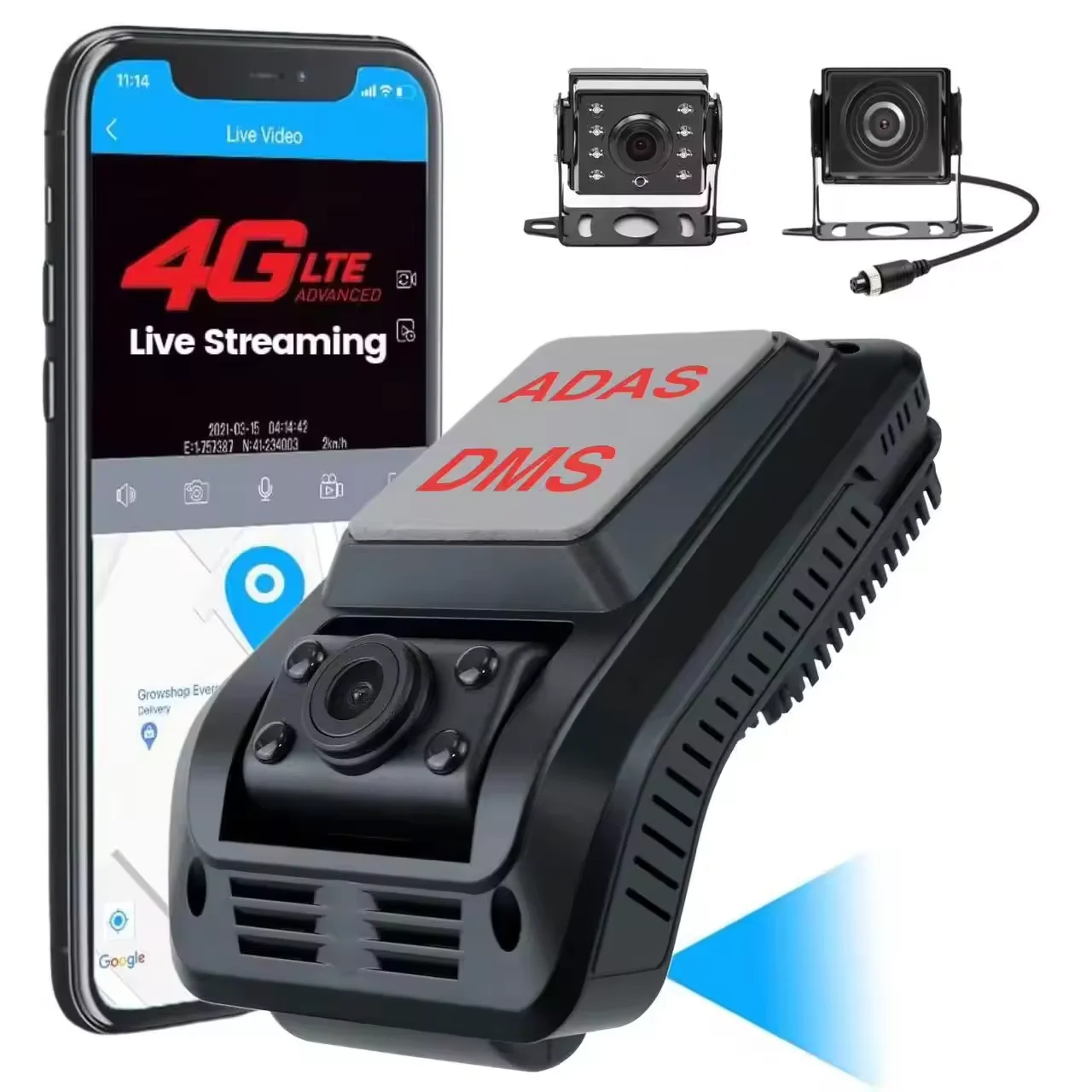 5G 4G Live Streaming 4ch Dash Cam with GPS Tracking 4 way with ADAS DMS 1080P FHD DVR Video Event Alerts Fleet driving recorder
