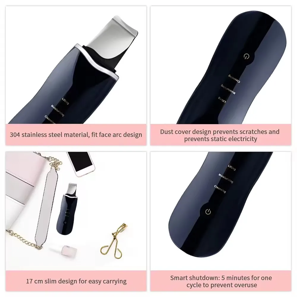 New Ultrasonic scrubber Deep cleansing Face scrubber Cleansing spade Exfoliating scraper Peeling beauty instrument