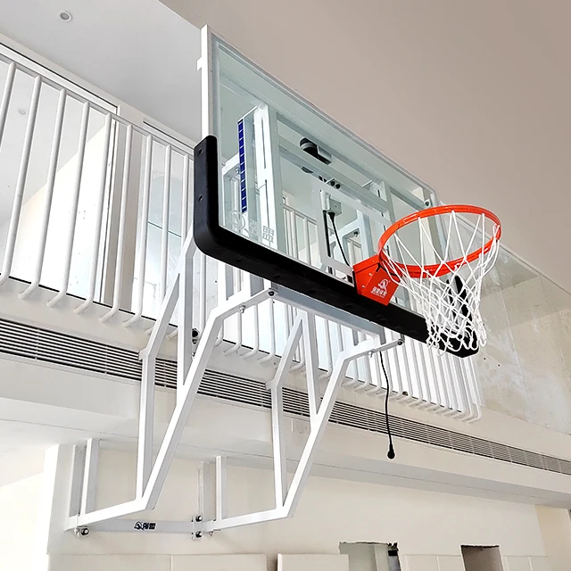 Customize Indoor Basketball Hoop Stand Electric Height Adjustable Wall Mounted Basketball Stand