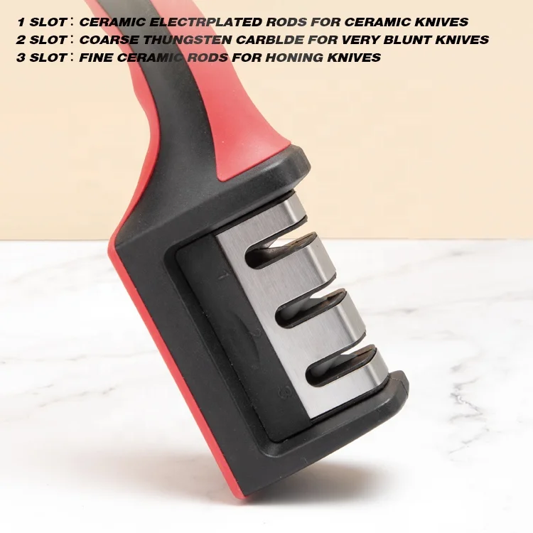 Professional 3-stage Knife Sharpening Tool With Soft Grip Handle Kitchen Knife Sharpeners Kitchen Knife Accessories