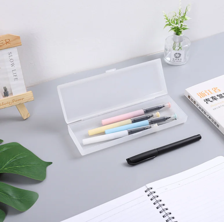 Wholesale New Design Clear Pencil Box Plastic Frosted Pencil Case For Students