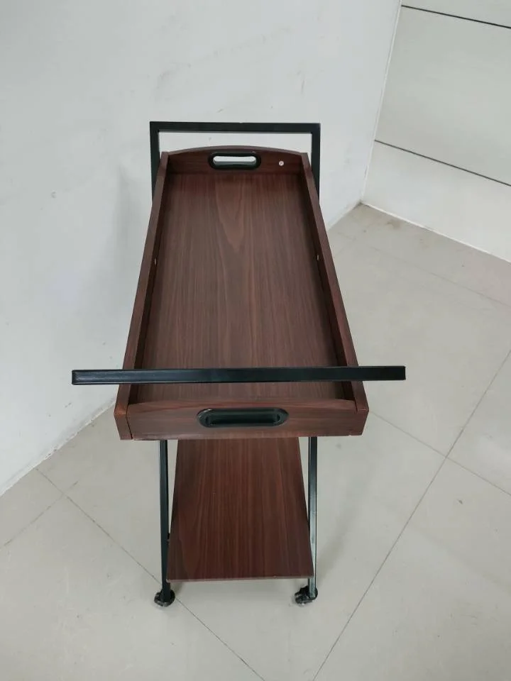Wooden Top  X Shape Metal Furniture Storage Bar steel trolley