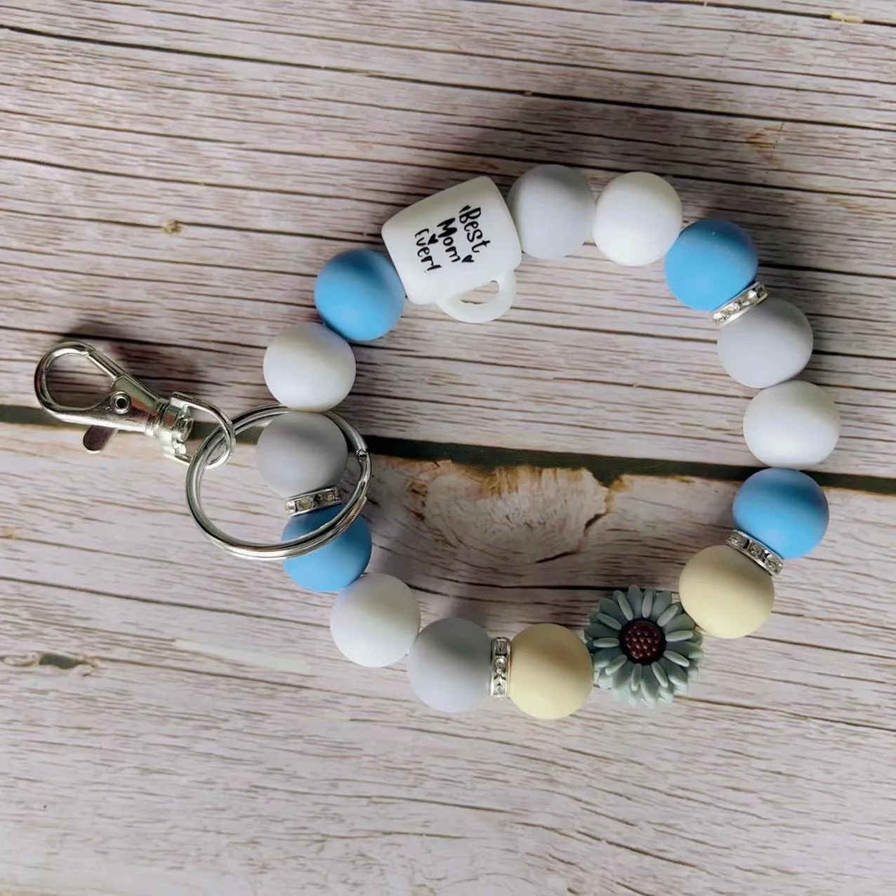 New Design Personalized Custom Silicone Beaded Bracelet Cups Cactus Silicone Wristket Keychain