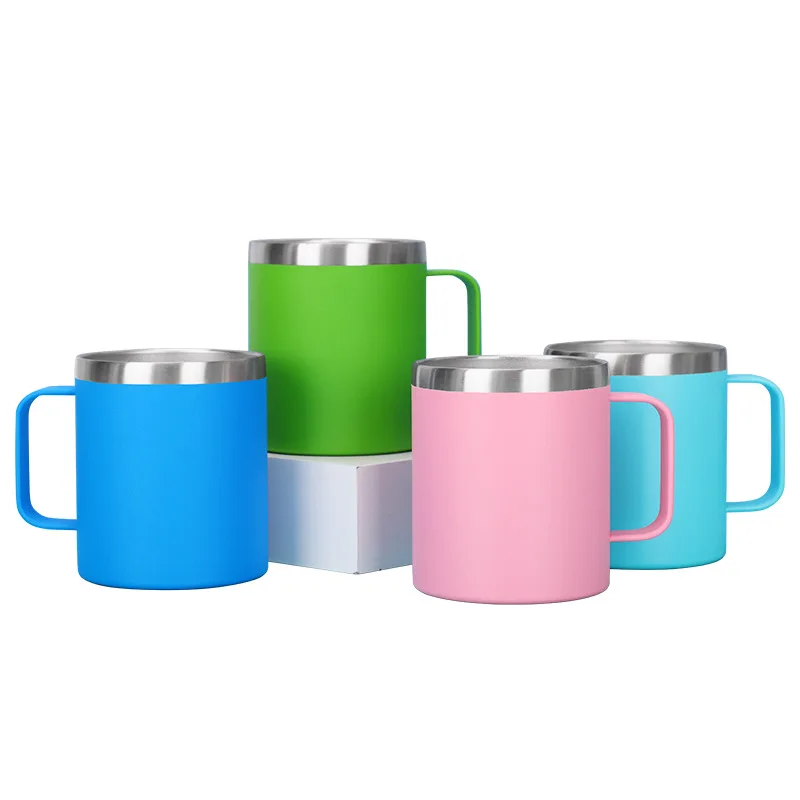 14 OZ Sublimation OEM Custom Double Wall Stainless steel cup matero insulated coffee mug with handle and lid