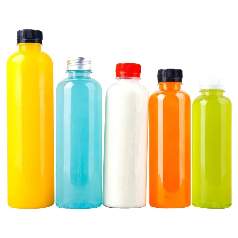 1000 Ml Round Empty 32 Oz Juice Bottle Recyclable Custom Cold Coffee Screwed Cap Plastic Bottle