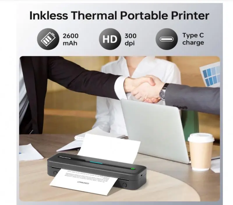 Phomemo M08F A4 portable thermal printer 300DPI blue tooth printer for Mobile Office work from phone students