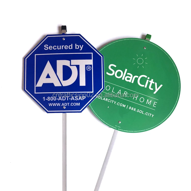 Factory Direct Customized Security Warning ADT Safety Signs With Aluminum Stake/Pole Easy to Assemble Reflective Security Signs