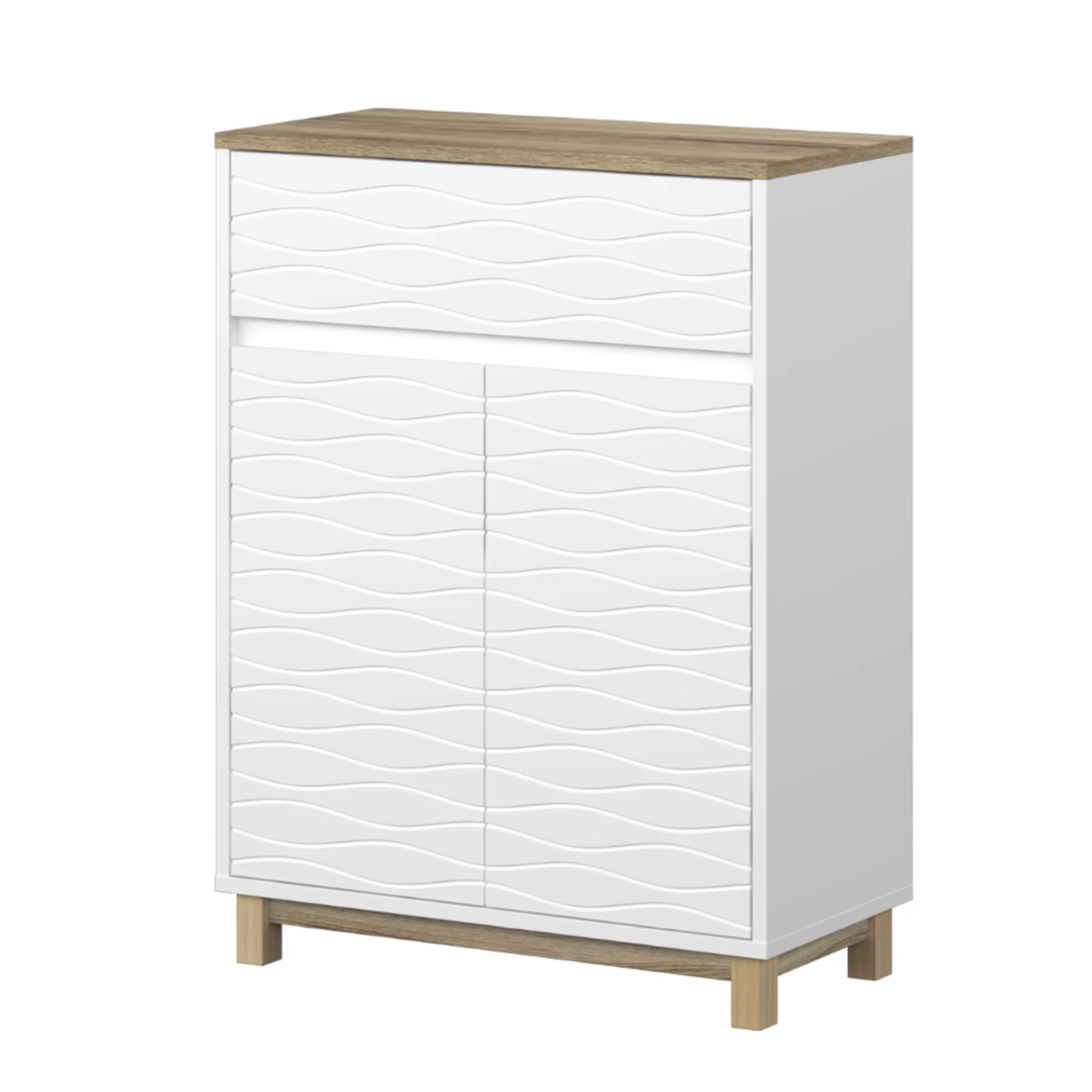 Modern 2-Door MDF Wooden Bathroom Vanity Cabinet under Sink Water Ripple Organizer Storage Furniture for Hotels