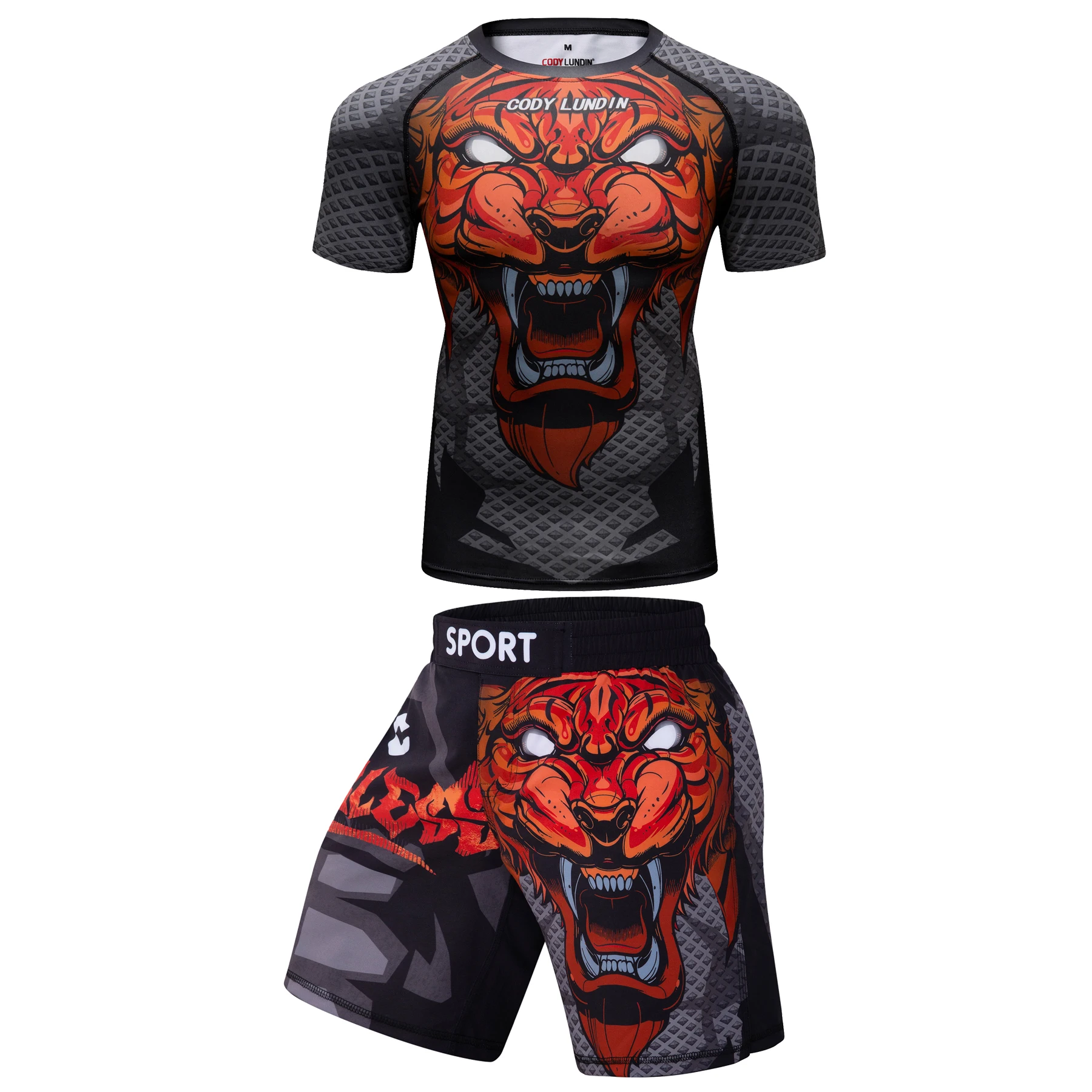 CODY LUNDIN Custom Jogging Boxe Sportsuit Jiu Jitsu Rushguard For Men MmaT shirt +Pants Set Gym Clothing Mma Rash Guard