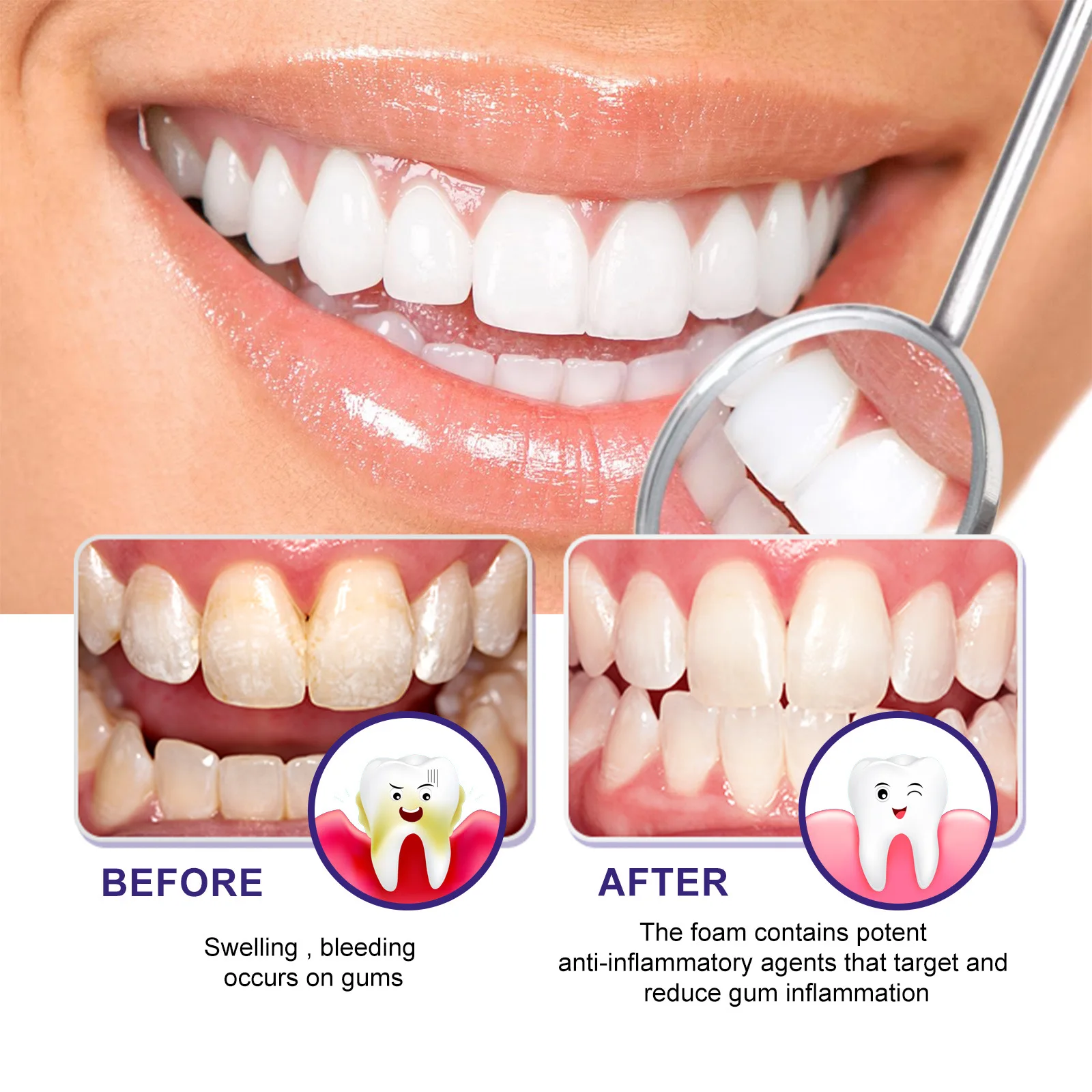 2024 New Personalised Custom Logo Vegan Mousse Tooth Mint Toothpaste V34 Colour Corrector Bleaching Foam Purple Toothpaste