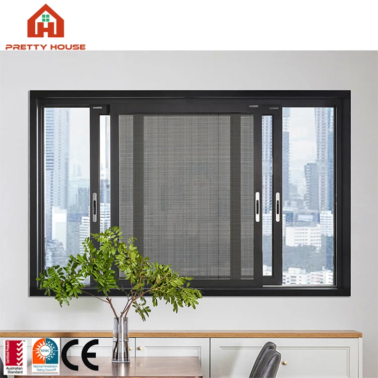 villa aluminum tempered glass window double glazing balcony sliding window