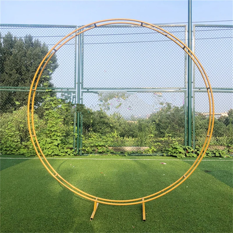 Iron Double Rod Ring Wedding Arch Outdoor Marriage Birthday Party Round Arch Decoration Background Shelf Decoration Arch Frame