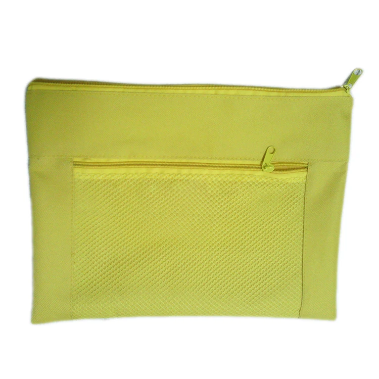 factory custom logo waterproof Oxford cloth A4 zipper lock document pouch bag two zipper pockets file folder for office supplies