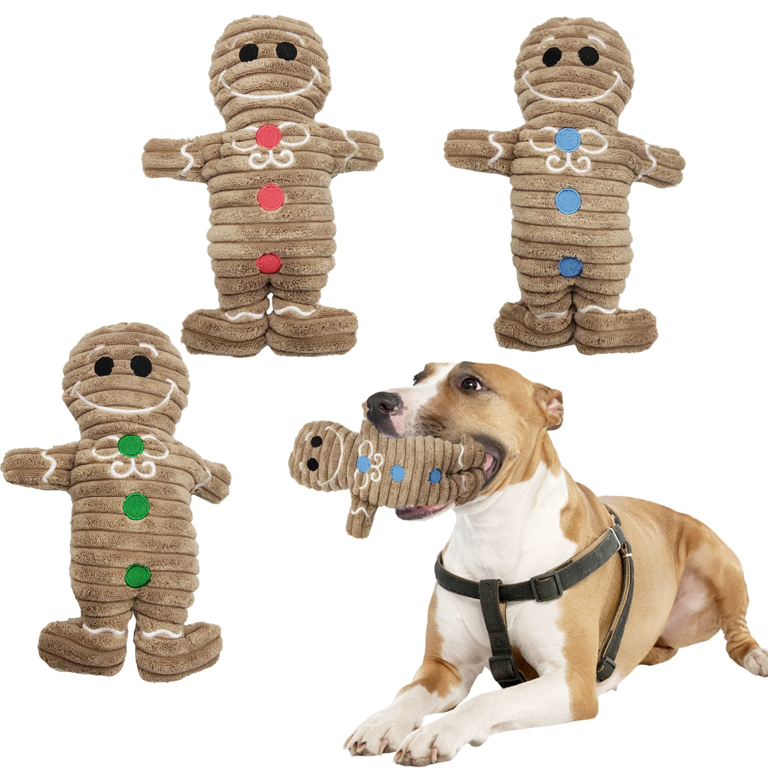 U-PETS прочный в рождественском стиле фоновая декорация игрушка для собаки форме имбирь человек сердца