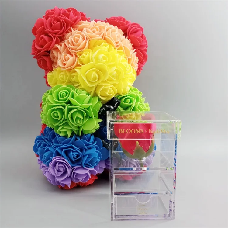 Hot sale square packaging box for exhibit luxury acrylic flower box with lid high quality gift exhibit box