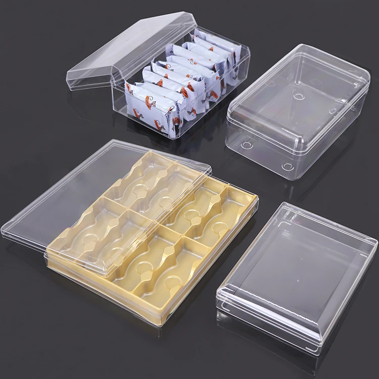 SUNSHING Hot Sale Square Dessert Boxes Clear Candy Plastic Food Biscuit Packing Boxes Snack Tiramisu Cake Sweet Biscuit Box