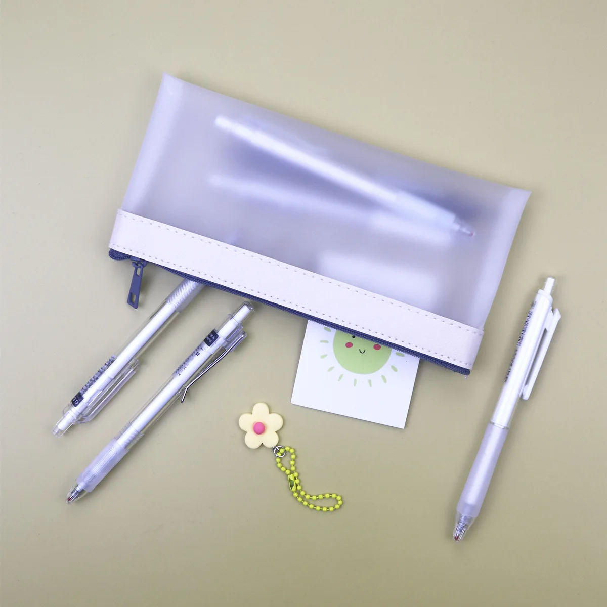 Kawaii frosted clear waterproof plastic tpu pencil pouch pencil case school student zipper pencil bag stationery supplies