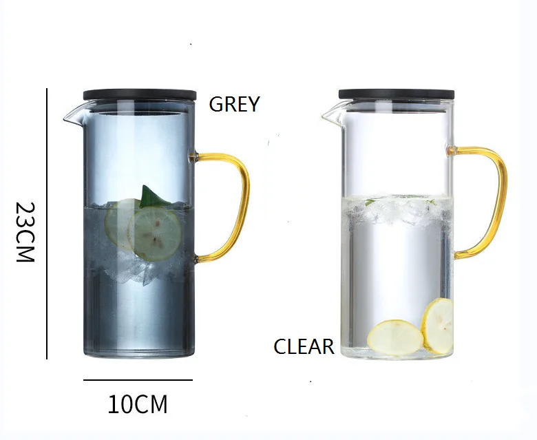 Glass Pitcher with Lid and Spout - 51 OZ Water Pitcher for Hot/Cold Water & Iced Tea food  safe  Lid High Heat Resist