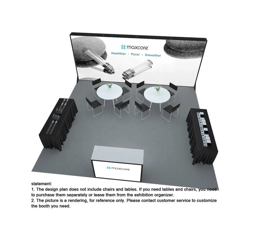 Light box on four sides luminous background wall and information desk exhibition booth design and production