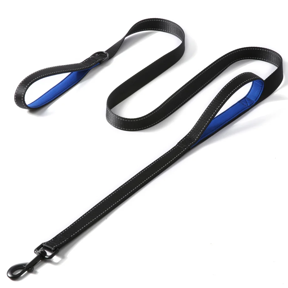 Hot Sale Reflective Nylon Material Heavy Duty Double Neoprene Padded Traffic Handle Pet Dog Leash