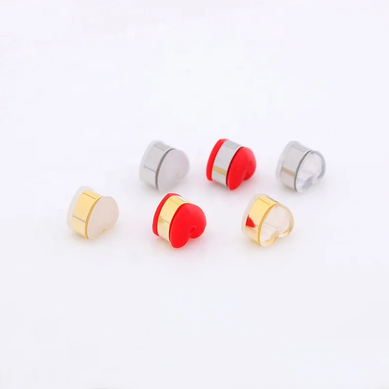 Heart-shaped earplugs  silicone  stainless steel  real gold-plated  double-sided love  ear bundles earring findings