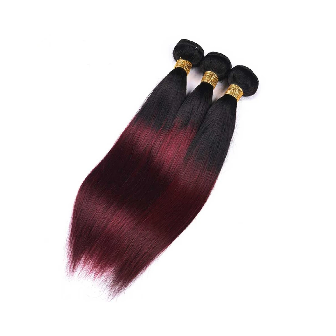 Factory Supply 100% Human Hair Dyed Wine Red Color 99J# Straight 18/28 Inch Hair Extensions Bundles for Women