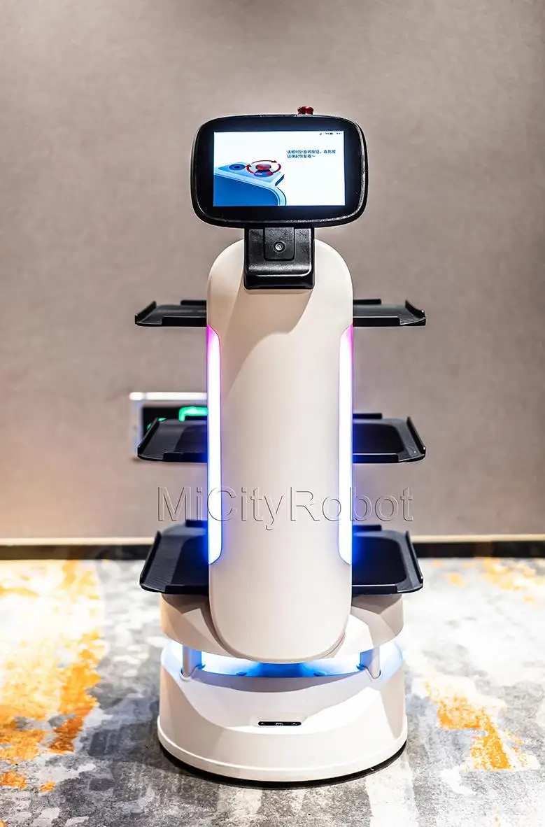 China Professional Manufacture Intelligent Restaurant Waiter Robots Selling Cheap Custom AI Smart Intelligent Robot In Restaur