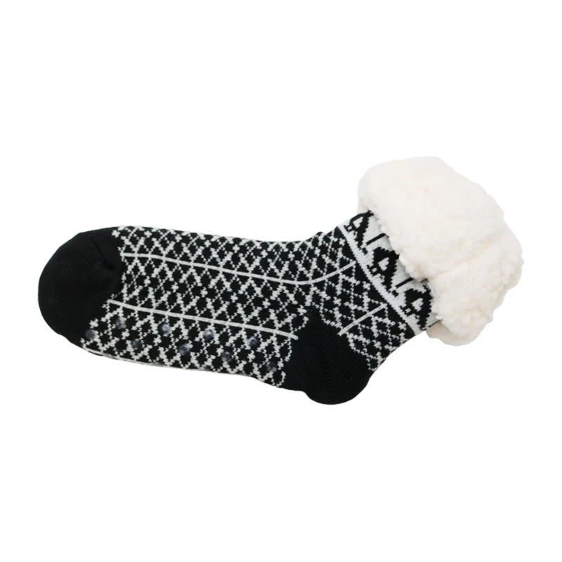 Custom Logo Women Home Fashion Slipper Socks Fuzzy Thick Warm Winter Heavy Fleece Lined Stockings Wholesale Socks Unisex