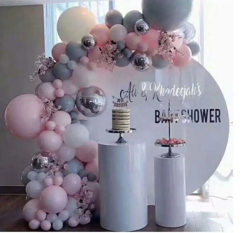 
wholesale romantic pedestal pink party decorative display stand /metal floor cylinder plinths for cake 