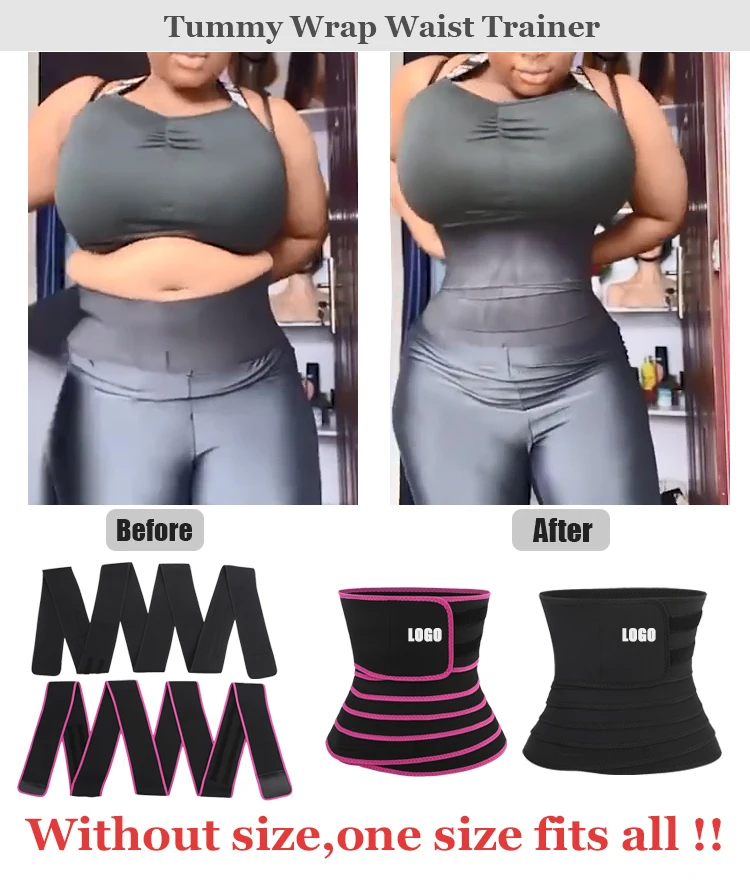 Custom Compression Women Slimming Wraps Belt Plus Size Slimming Waist Sweat Belt Private Label Bandage Tummy Wrap Waist Trainer