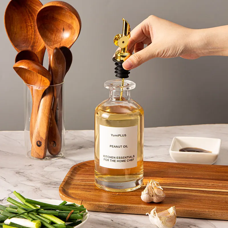 RTS 2pcs Olive oil Dispenser Bottle Glass Dispenser With Weighted Pourer 500 ML Glass Bottle Dispenser For kitchen