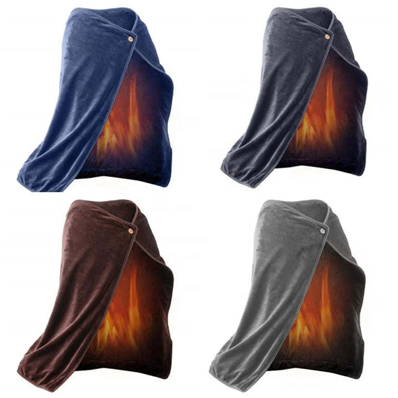 Trending products 2024 new arrivals home use flannel usb wearable heated blanket warm and soft electric heating shawl for winter