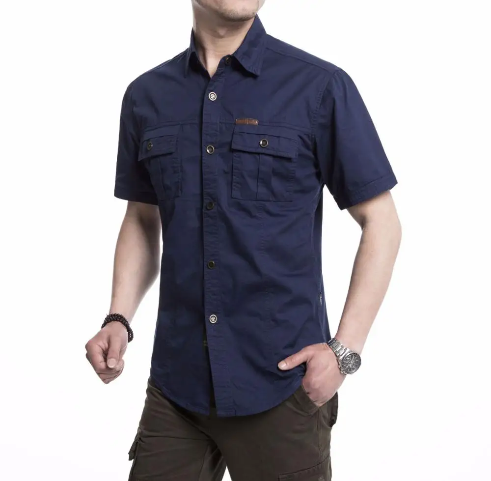 Full cotton cargo shirts for men cowboy short sleeve shirt oversized shirts men