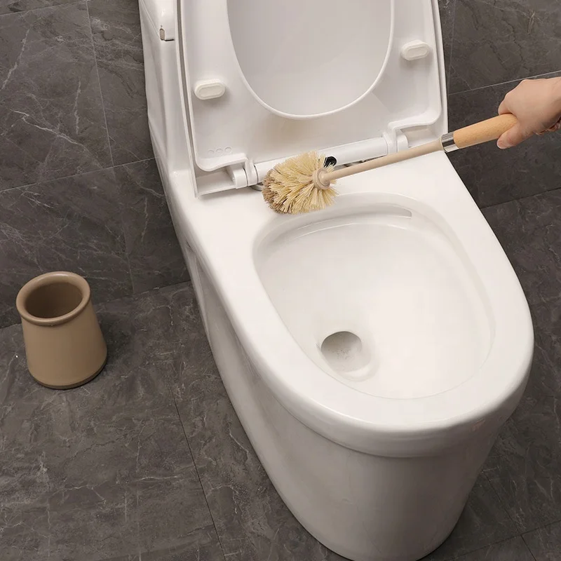 Household toilet cleaning brush set with base toilet brush wooden toilet brush and holder