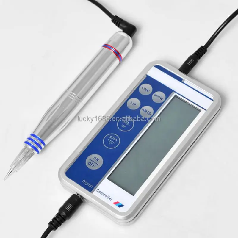 Professional Digital Electric Permanent Makeup Machine Lip Eyebrow Tattoo Gun with Cartridges
