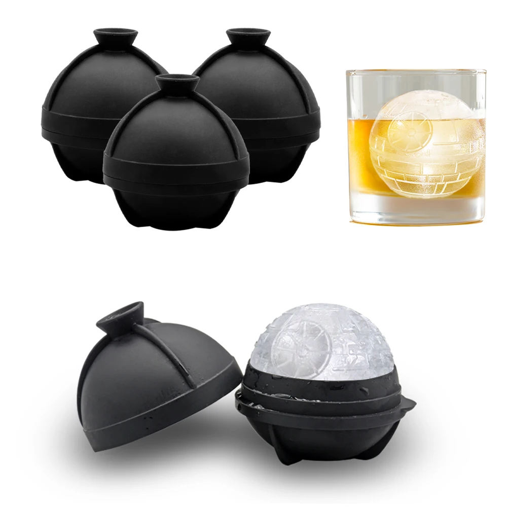 Hot Sale Slowly Melting Sphere Round Silicone Ice Cube Tray Reusable Death Star Ice Ball Maker Mold for Whiskey