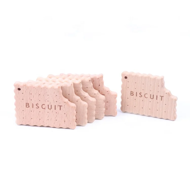Accessories Baby Shower Gifts Infant Cookie Baby Wood Teether Biscuits Shape Natural Wooden Baby Teether Toys Wood Teething
