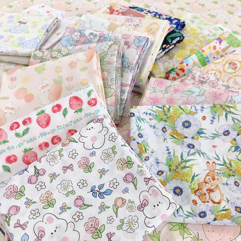 Hot Sale Cotton DIY Clothing Fabric Multicolor Hand Made Printing Fabric Garden Flower Poplin 100% Cotton Fabric