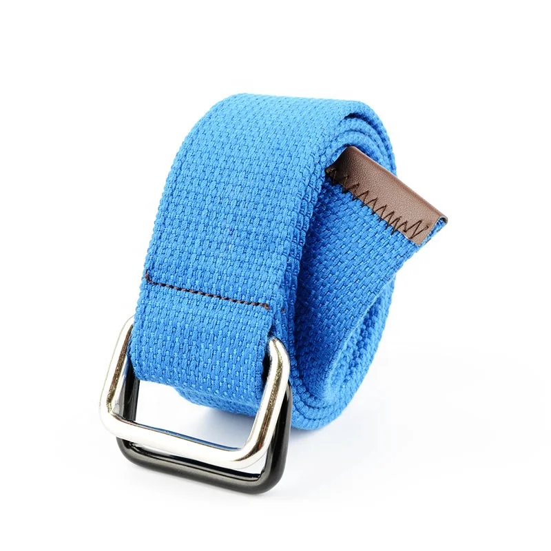 Fashion Double D Ring Buckle Men Women Student Webbing Canvas Belt without Holes