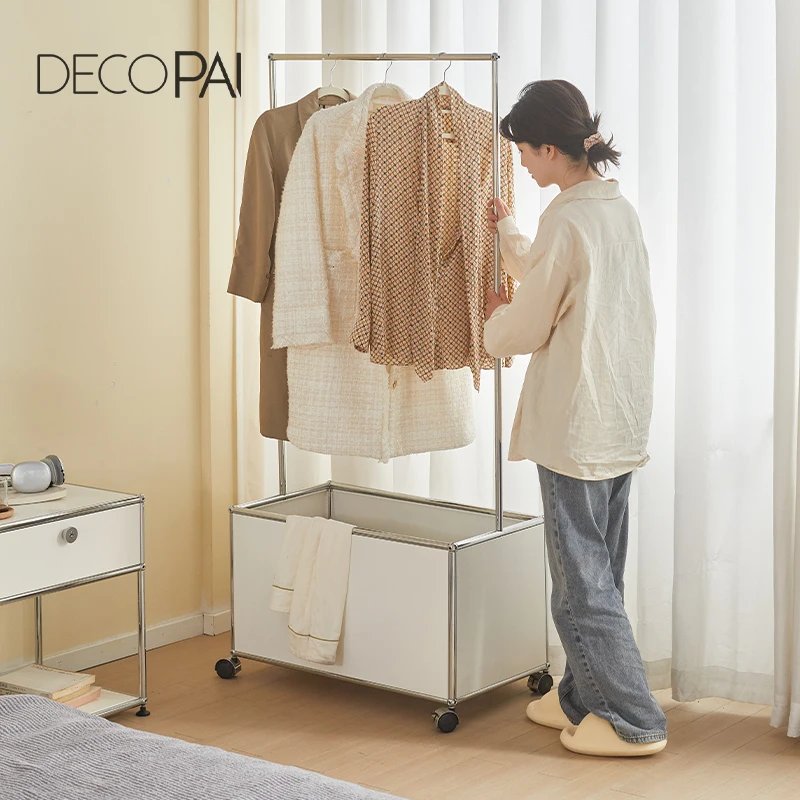 Stainless steel movable hanger floor-to-ceiling bedroom metal module combination hanger pre-owned stainless steel cloakroom