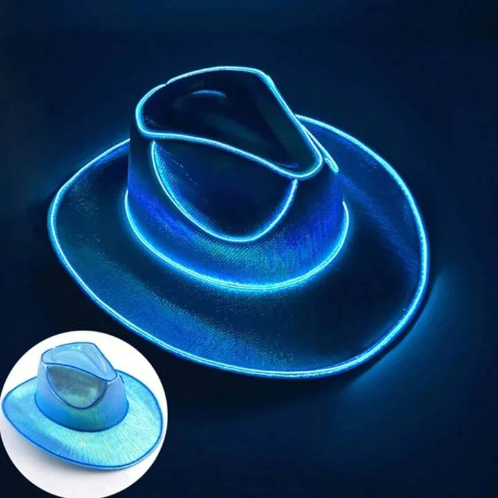 Light Up Flashing EL Wire Sequin Cowboy Hats Glowing LED Fashion Hat Illuminated for Nightlife Rave-Ready Unisex Urban Style