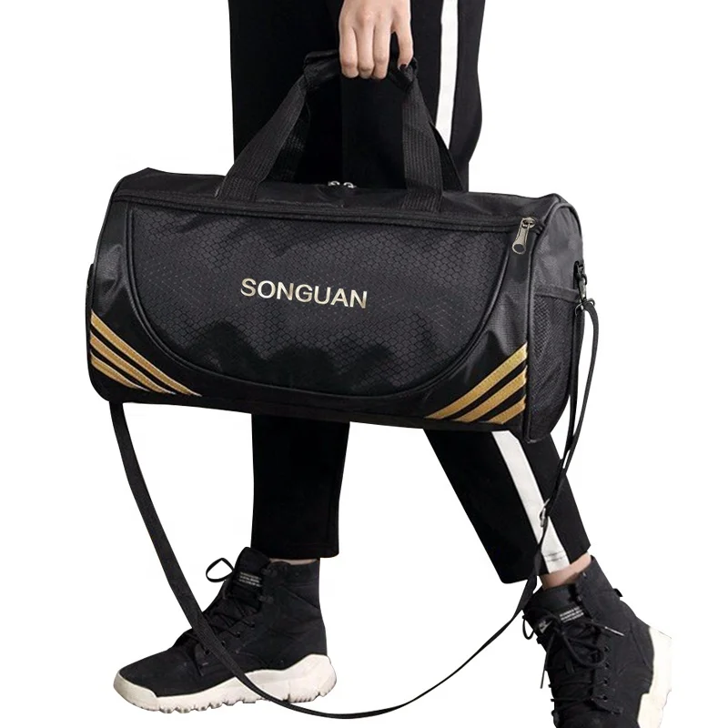 
Addi Unisex Oxford Cloth Custom Logo Wet Dry Separation Cylinder Shaped Duffle Sports Bag With Shoe Pocket 