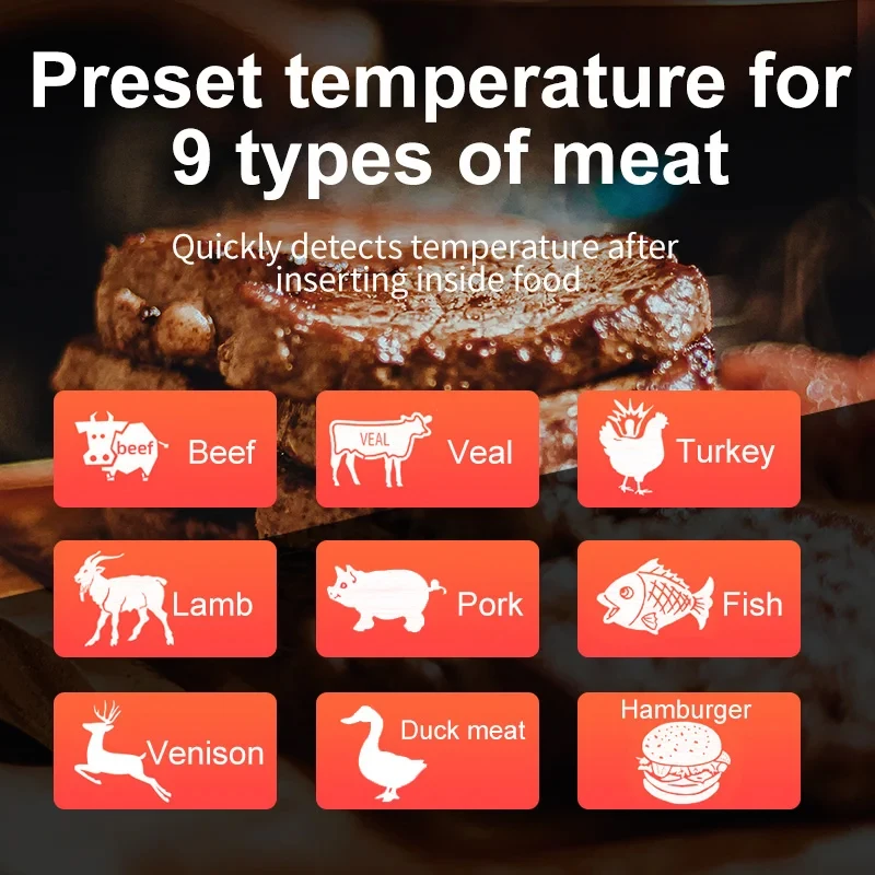 Smart Wireless Meat Thermometer Instant Read Food Thermometer Bbq Digital Pen Thermometer Oven Temperature Gauge