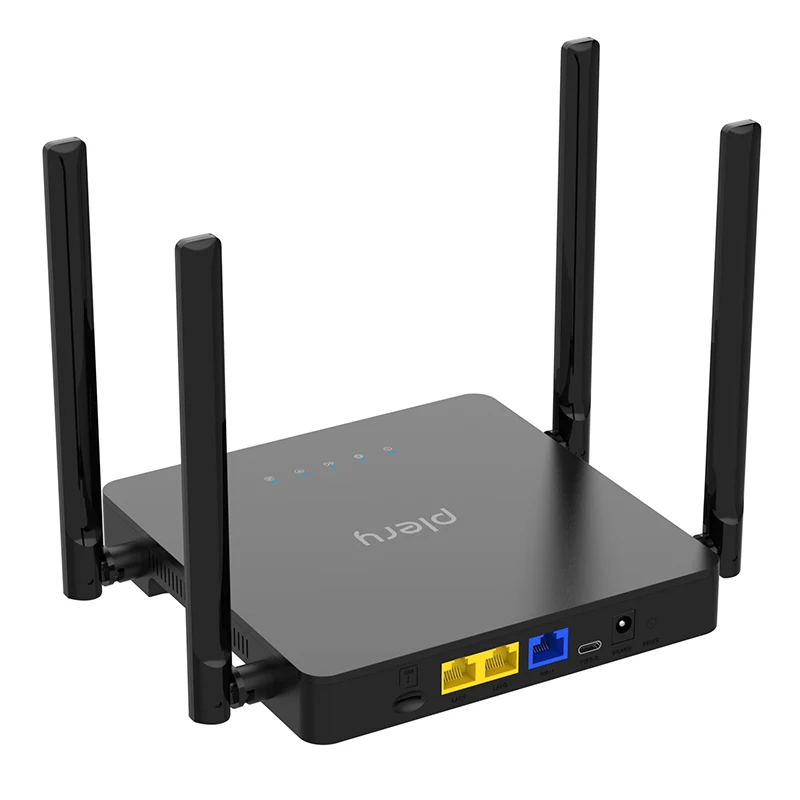 Plery R624 supports DC 12V1A and Type-C with slot for Nano SIM card for home 4G pocket WiFi router