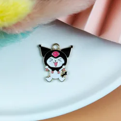 New Cartoon Cute Devil Umbrella Kuromi Cat Cute Enamel Anime Charms Pendant girls for Jewelry Earring Necklace Making